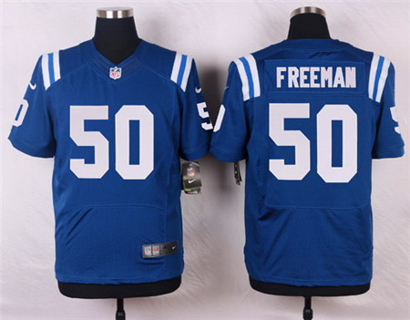 Men's Indianapolis Colts #50 Jerrell Freeman Blue Nik Elite Jersey