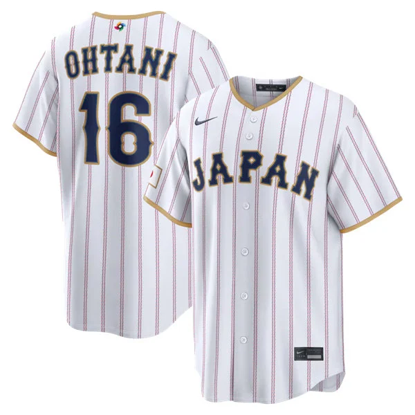 Japan #16 Shohei Ohtani 2026 World Baseball Classic Limited Jersey White Pinstripe