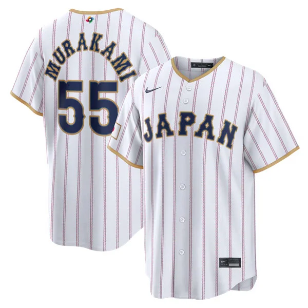 Japan #55 Munetaka Murakami 2026 World Baseball Classic Jersey White Pinstripe