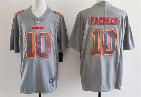 Mens Kansas City Chiefs #10 Isiah Pacheco Gray Atmosphere Fashion Game Jersey