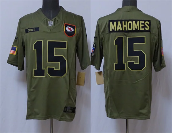 Mens Kansas City Chiefs #15 Patrick Mahomes Nike 2025 Salute to Service Limited Jersey - Olive