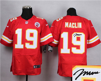 Men's Kansas City Chiefs #19 Jeremy Maclin Red Nike Elite Signed Jersey