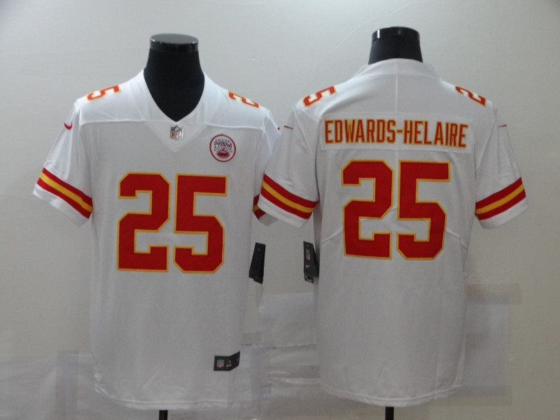 Men's Kansas City Chiefs #25  Clyde Edwards-Helaire  Nike White Game Football Jersey