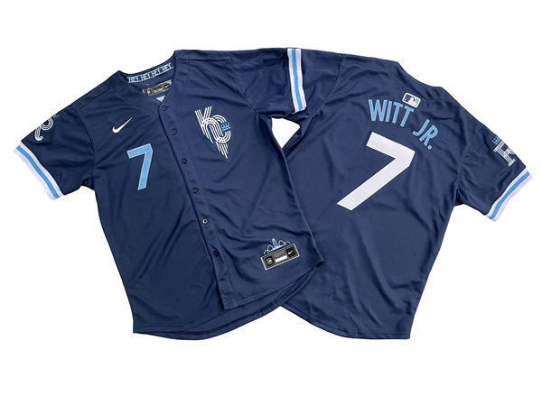 Men's Kansas City Royals #7 Bobby Witt Jr. Nike Navy 2022 City Connect Jersey