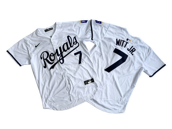 Mens Kansas City Royals #7 Bobby Witt Jr. Nike 2022 Home White Limited Player Jersey