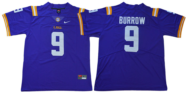 Youth LSU Tigers #9 Joe Burrow Purple College Football Nike Game Jersey