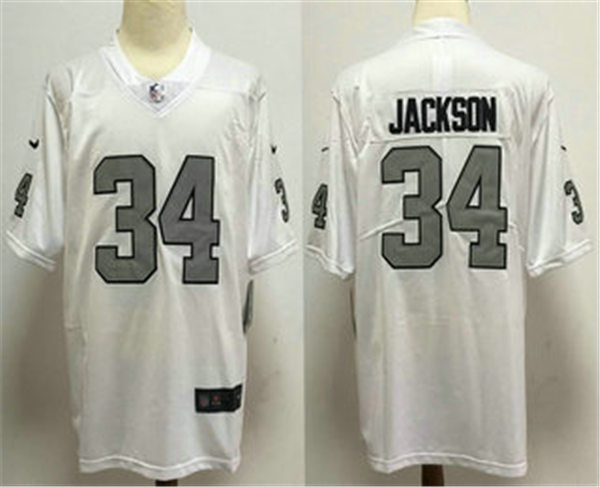 Men's Las Vegas Raiders Retired Player #34 Bo Jackson Nike White Color Rush Football Jersey