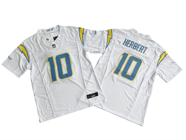 Men's Los Angeles Chargers #10 Justin Herbert Nike White Vapor F.U.S.E. Limited Jersey