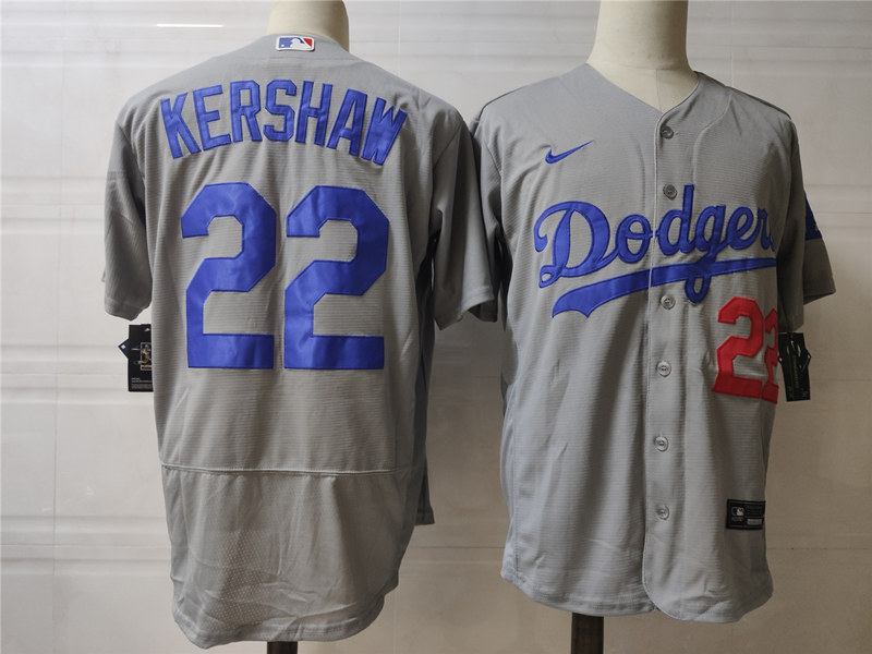 Mens Los Angeles Dodgers #22 Clayton Kershaw Nike Stitched Flex base Baseball Jersey