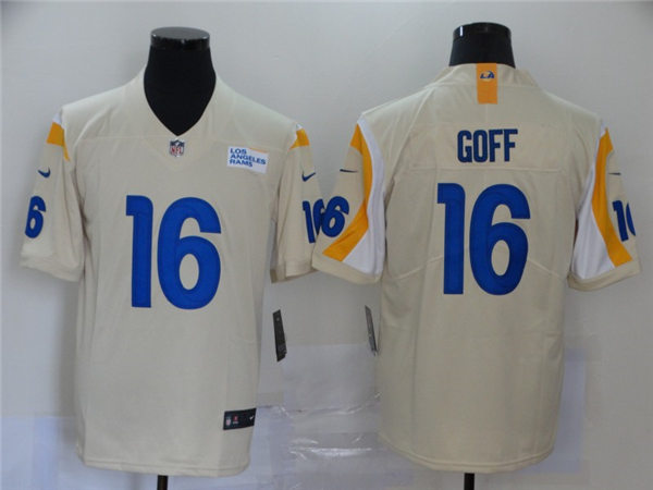 Men's Los Angeles Rams #16 Jared Goff Nike Bone Vapor Limited Football Jersey