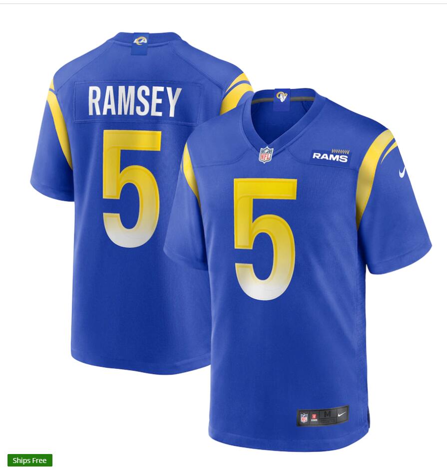 Men's Los Angeles Rams #5 Jalen Ramsey Nike 2020 Style Royal Vapor ...