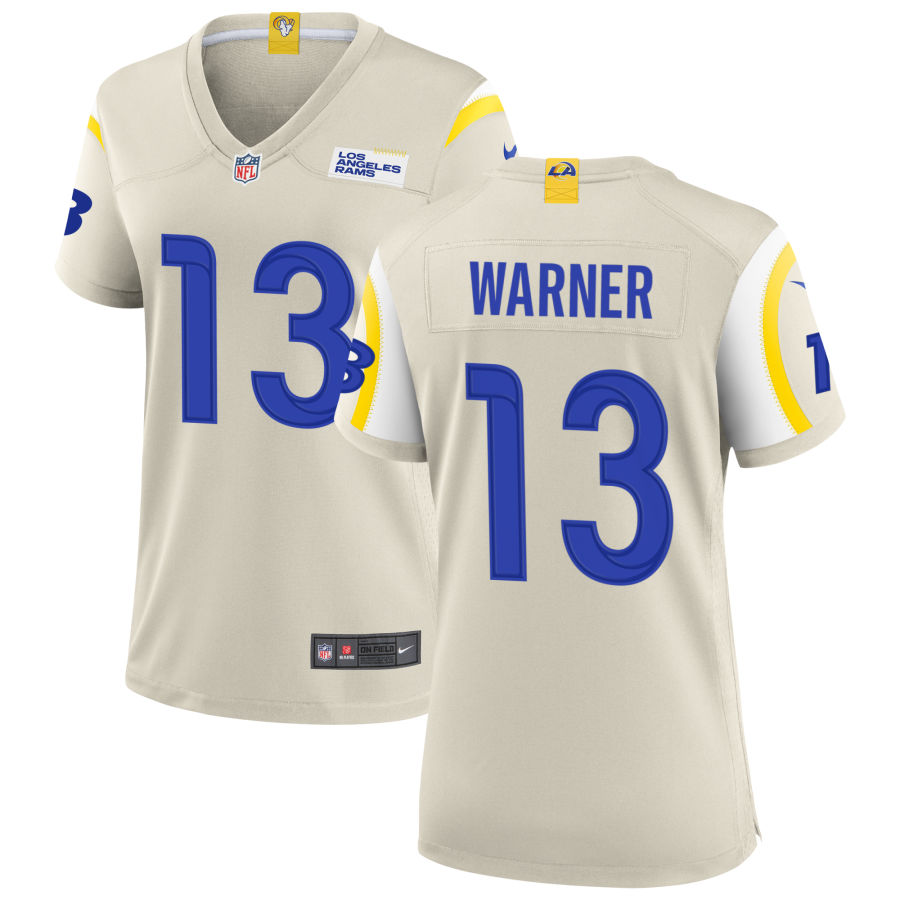 Men's Los Angeles Rams Retired Player #13 Kurt Warner Nike Bone Vapor Limited Jersey