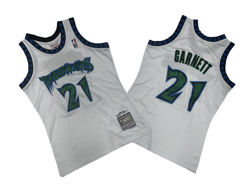 Men's Minnesota Timberwolves #21 Kevin Garnett Mitchell & Ness 1997-98 Hardwood Classics Swingman Jersey White