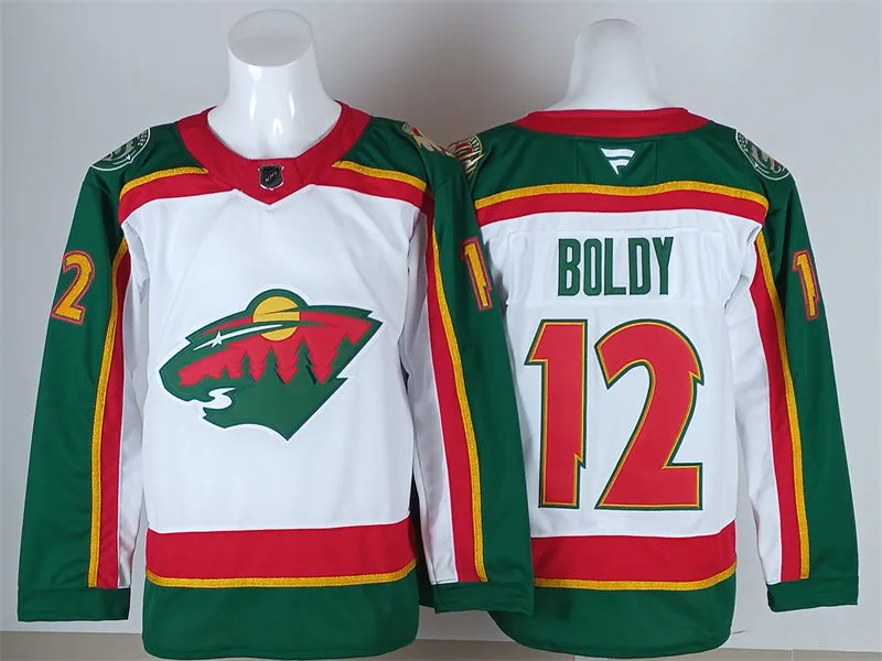 Men's Minnesota Wild #12 Matthew Boldy Fanatics White 25th Anniversary Premium Jersey