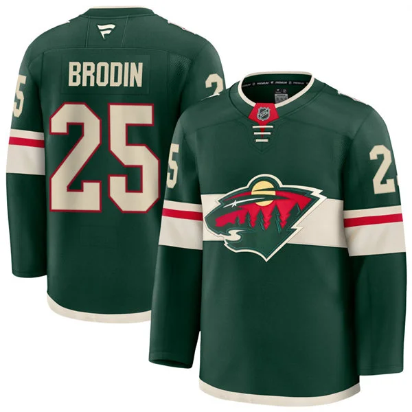 Men's Minnesota Wild #25 Jonas Brodin Fanatics Home Green Premium Player Jersey
