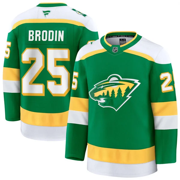 Men's Minnesota Wild #25 Jonas Brodin Green 2022 Reverse Retro Primegreen Jersey