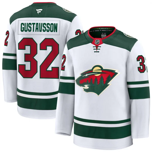 Men's Minnesota Wild #32 Filip Gustavsson Fanatics Away White Premium Player Jersey