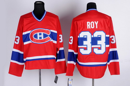 Men's Montreal Canadiens #33 Patrick Roy 1993 Red CCM Vintage Throwback Jersey