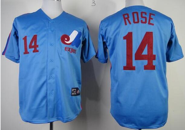 Men's Montreal Expos #14 Pete Rose Blue Throwback Jersey