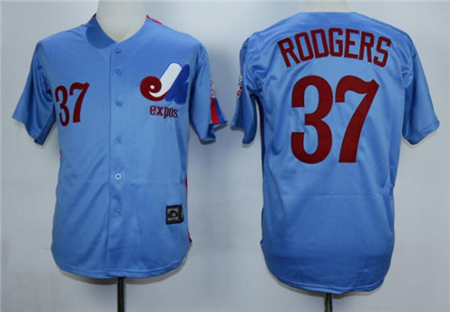 Men's Montreal Expos #37 Steve Rodgers Blue Throwback Jersey