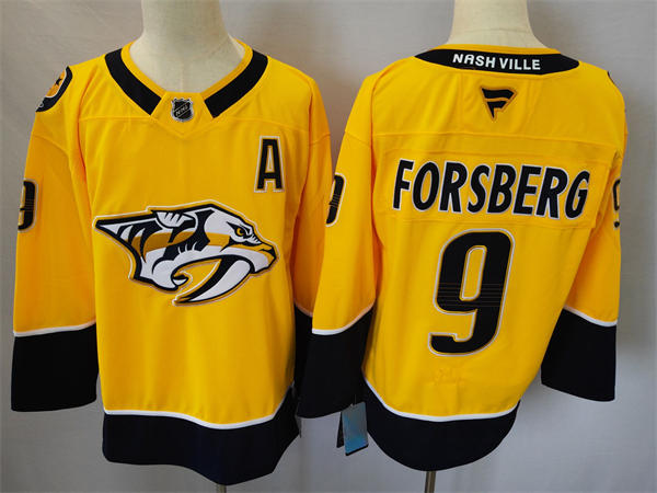 Men's Nashville Predators #9 Filip Forsberg Fanatics Gold Home Premium Jersey