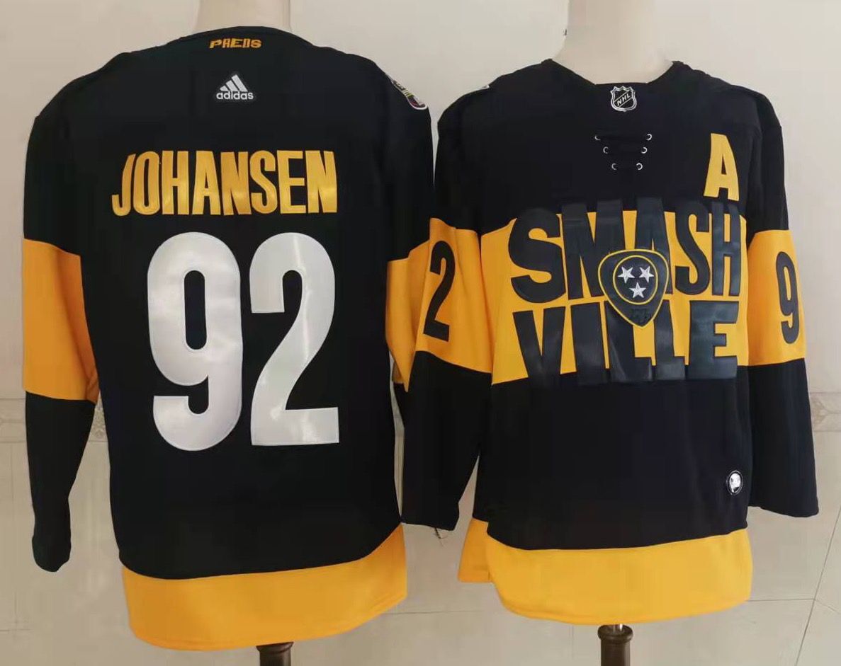 Men's Nashville Predators #92 Ryan Johansen Adidas Navy Stitched 2022 Stadium Series Jersey