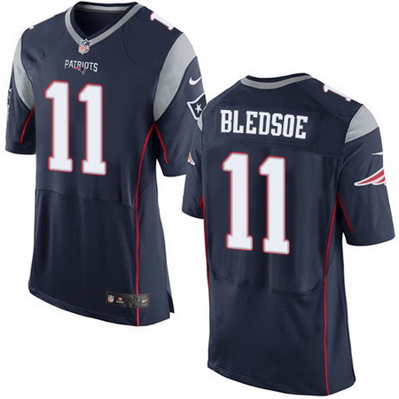Men's New England Patriots Retired Player #11 Drew Bledsoe Navy Blue  Nike Elite Jersey