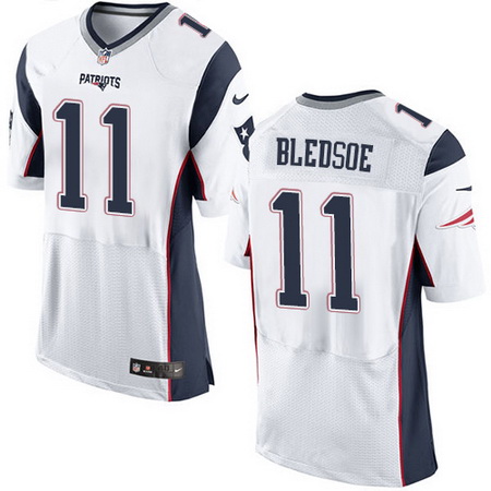 Men's New England Patriots Retired Player #11 Drew Bledsoe White Nike Elite Jersey