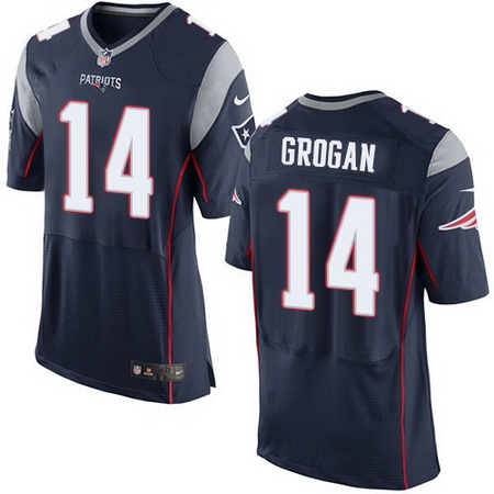 Men's New England Patriots #14 Steve Grogan Navy Blue Retired Player NFL Nike Elite Jersey