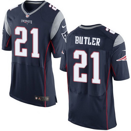 Men's New England Patriots #21 Malcolm Butler Blue Nike Elite Jersey