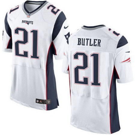 Men's New England Patriots #21 Malcolm Butler White Nike Elite Jersey