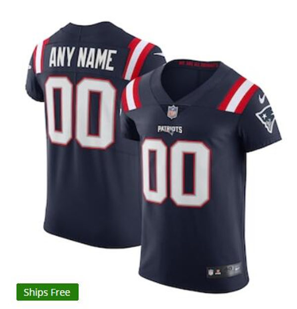 Men's Custom New England Patriots Nike Navy Color Rush Game Personal Adults Football Jersey