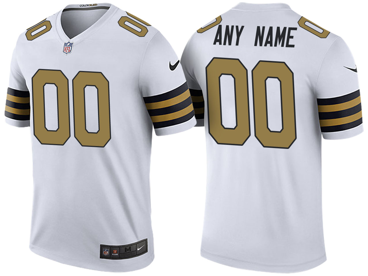 Women's Custom New Orleans Saints Nike White Color Rush Limited Lady Personal Football Jersey