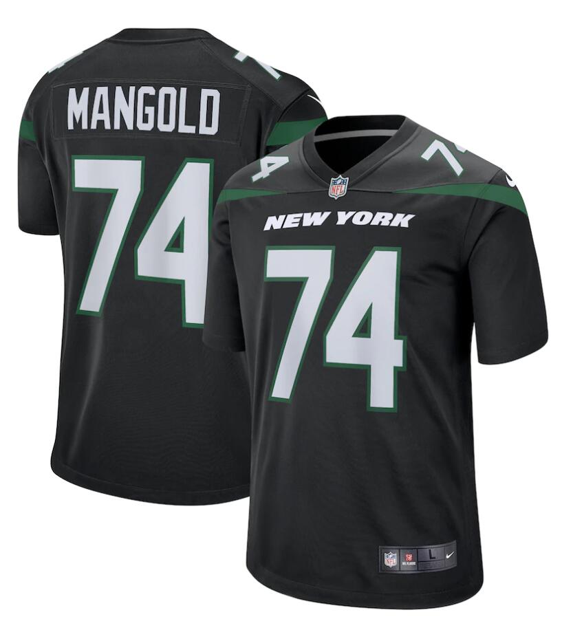 Mens New York Jets Retired Player #74 Nick Mangold Nike Black Alternate Limited Jersey