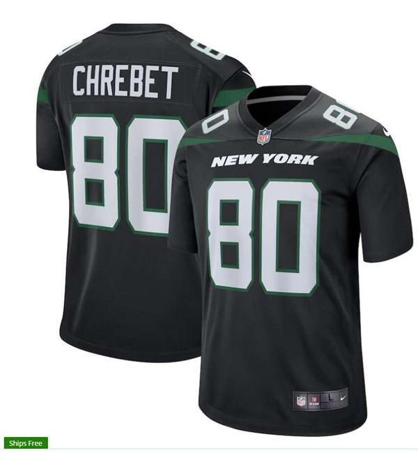 Men's New York Jets Retired Player #80 Wayne Chrebet Black Nike NFL Vapor Limited Jersey