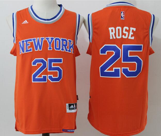 Men's New York Knicks #25 Derrick Rose Orange Revolution 30 Swingman Basketball Jersey
