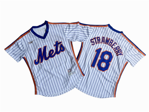 Men's New York Mets #18 Darryl Strawberry Nike White Cooperstown Collection Jersey