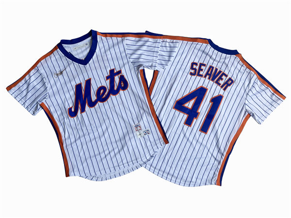 Mens New York Mets #41 Tom Seaver White Nike Cooperstown Collection Jersey