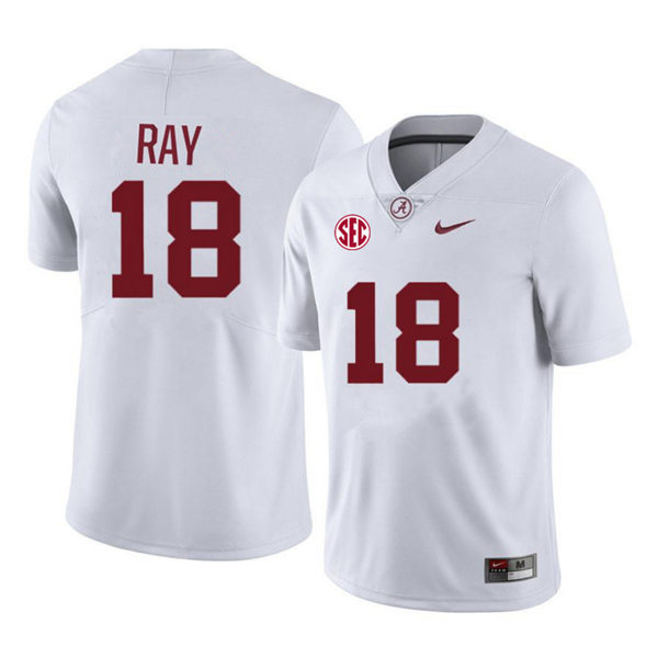 Mens Alabama Crimson Tide #18 Labryan Ray Nike White College Football Game Jersey