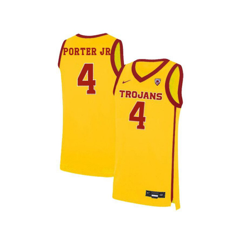 Mens USC Trojans #4 Kevin Porter Jr. Nike Yellow Alternate College Basketball Jersey