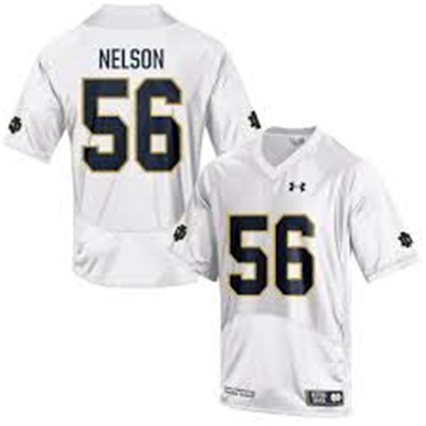 Men's Norte Dame Fighting Irish #56 Quenton Nelson White with name Under Armour Stitched NCAA College Football Jersey