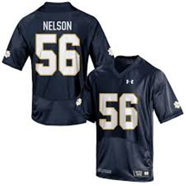 Men's Norte Dame Fighting Irish #56 Quenton Nelson Navy with name Under Armour Stitched NCAA College Football Jersey