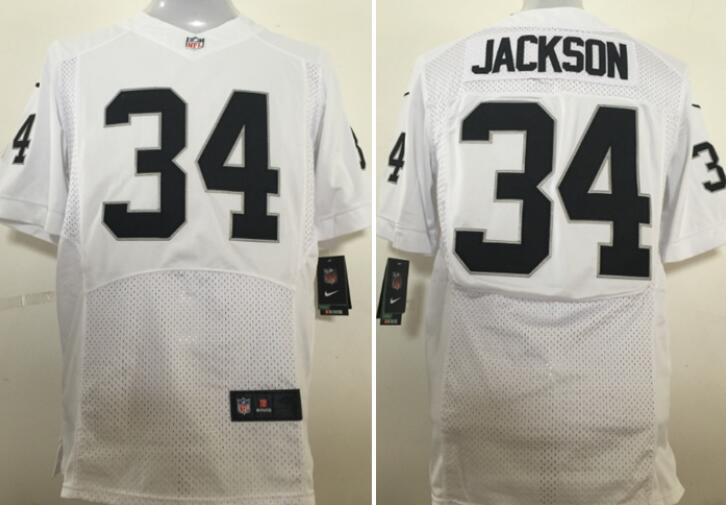 Mens Oakland Raiders #34 Bo Jackson White Nike Elite Jersey 