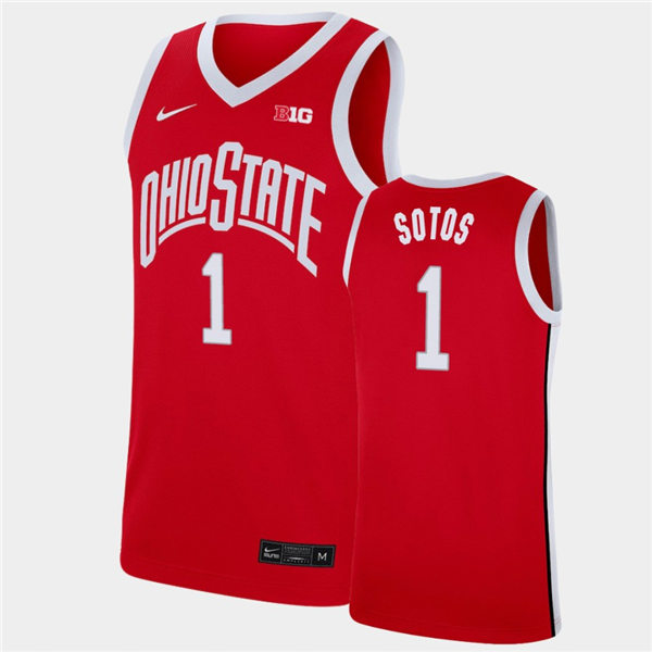 Mens Ohio State Buckeyes #1 Jimmy Sotos Scarlet Nike 2021 Retro Basketball Jersey
