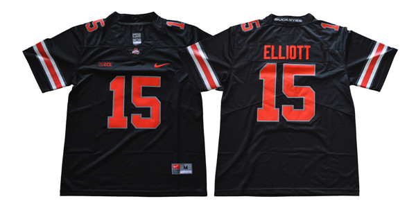 Womens Ohio State Buckeyes #15 Ezekiel Elliott Nike Blackout Football Jersey