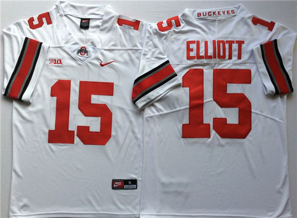 Men's Ohio State Buckeyes #15 Ezekiel Elliott White Nike College Football Jersey