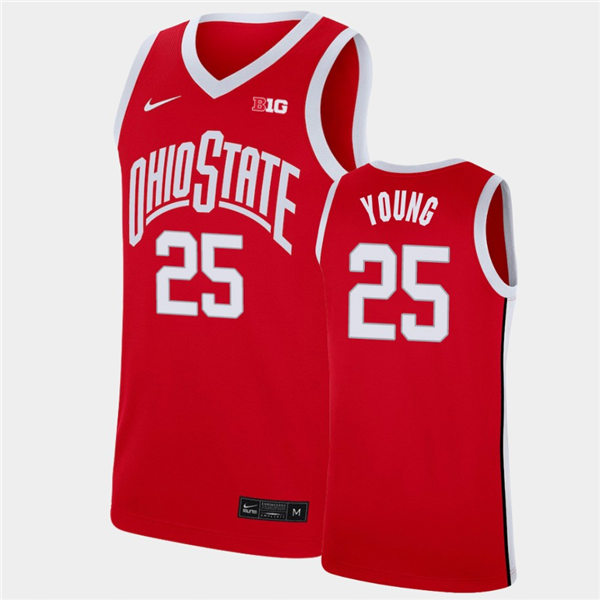 Mens Ohio State Buckeyes #25 Kyle Young Scarlet Nike 2021 Retro Basketball Jersey