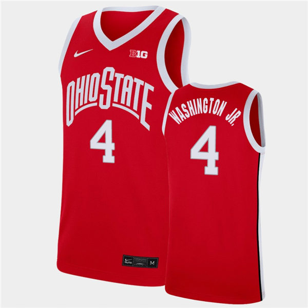 Mens Ohio State Buckeyes #4 Duane Washington Jr. Scarlet Nike 2021 Retro Basketball Jersey