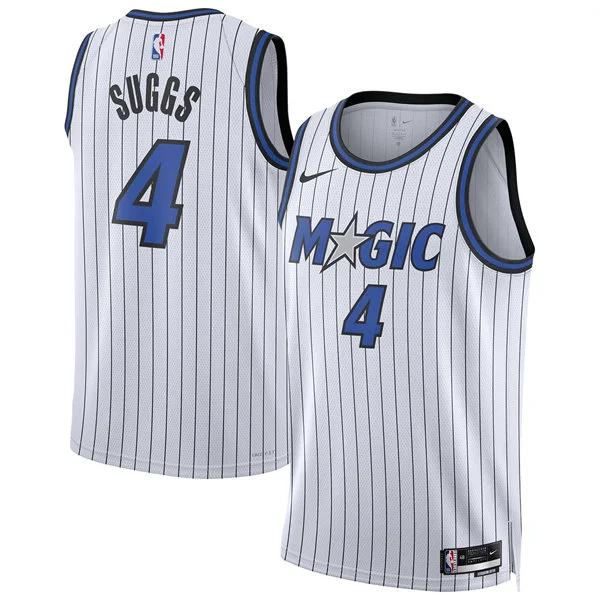 Men's Orlando Magic #4 Jalen Suggs Nike 2025-26 White Association Edition Jersey