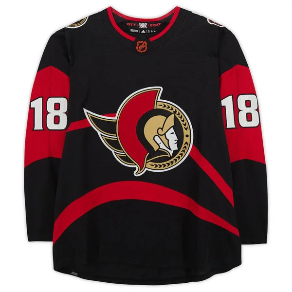 Men's Ottawa Senators #18 Tim Stutzle Black 2022 Reverse Retro Primegreen Jersey